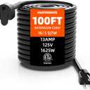 100 FT Outdoor Extension Cord, Black Extension Cord Waterproof, 16 Gauge 13Amps 125V, SJTW, ETL Listed, Indoor/Outdoor Use