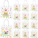 Motipuns 24 Pcs Happy Easter Gift Bags Reusable Clear PVC Bunny Treat Bags with Handles Egg Goodie Party Favor Totes for Easter Spring Birthday Holiday Party Supplies