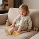 SAOROPEB 4-Pair Baby Girls Socks, Non-Slip Grips for Babies Toddler, Ankle Socks for Girls (0-12 Months, Cookie)