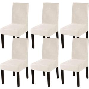 Turquoize Chair Covers for Dining Room Chairs Set of 6, Stretch Velvet Dining Chair Covers Removable Washable Chair Seat Slipcovers Protector for Dining Room, Hotel, Ceremony (6, Ivory)