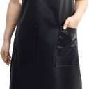 2 x Waterproof Rubber Vinyl Apron-Adjustable for Men Women Water and Oil Resistant For Lab Work Butcher Kitchen Barbecue, Black-35 * 26in, 35 * 26inch (Black, M)