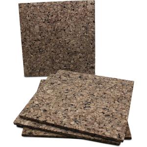 Flipside Products 12" x 12" x 9.5mm Thick Dark Brown Cork Squares, Wall Tiles, Square Pinning Cork Board, Bulletin Board Mini Wall Board - 4 Pack