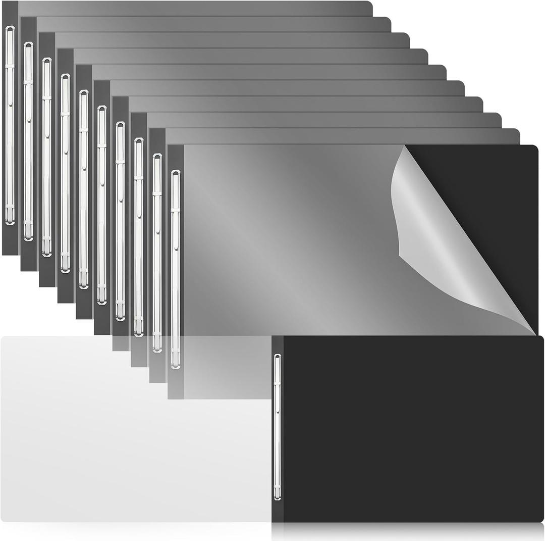 Zhanmai 10 Pcs 11x17 Inch Clear Front Report Covers, 3 Inch Capacity Plastic Presentation Folders with Prong Paper Fastener to Neatly Bind Reports Proposals Transcripts, Other Documents(Black)