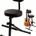 BlissKiss Adjustable Guitar Stool with Back Support - Professional Musician Throne with Instrument Hanger, Foldable Design for Stage & Studio, 33.9"-42.1" Height Range, Black