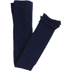 RuffleButts Baby/Toddler Girls Footless Ruffled Tights (4-6 Years, Navy)