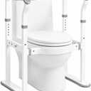 Toilet Safety Rails for Seniors -440lb Heavy Duty, Adjustable Height & Width, No Drilling Toilet Assist Frame with Large Oval Base & Night Light Grips for Elderly, Disabled & Handicap