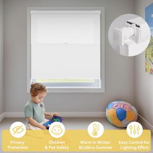 BERISSA Day Night Cellular Blinds Cordless, Double No Drill Honeycomb Shades for Windows, Thermal Insulated Window Shades Easy to Install,Custom Size(Blackout White and Light Filtering White)