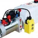 Double Acting 6 Quart Hydraulic Pump Hydraulic Power Unit 12V DC Hydraulic Pump (Plastic Oil Reservoir Double Acting 3200 PSI) SAE#6 Connector for Dump Trailer Car Lifting