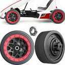 2 Pack 21CM/8.5'' PU Solid EVA Foam Tire for Power Wheels Go Kart Upgrade,1.2CM/0.47in Aperture Front/Rear Wheel for Car/SUV/UTV/ATV/Go Kart Replacement Parts, Free Coupler (8.5in tires)