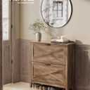 VASAGLE LIRY Collection - Shoe Storage Cabinet Organizer with 2 Flip Drawers, Freestanding Narrow Shoe Rack Cabinet for Entryway, Farmhouse Style, Fits 12 to 16 Pairs, Honey Brown UHSC201K01