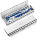 Wider Aluminum Toothbrush Travel Case, Portable Travel Toothbrush Holder, Durable Manual Toothbrush Box Container for Traveling, Bathroom, Camping, Business Trip-Not for 0.85oz Toothpaste (1 Pack (Large), Silver)