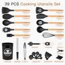 Astercook 39 PCS Kitchen Utensils Set, Silicone Cooking Utensil Sets with Wooden Handle, 446F Heat Resistant Food Grade Spatula Set, BPA Free Kitchen Gadgets Tools Set for Mothers Day Gifts