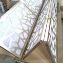 Roundhill Furniture Giyano 4 Panel Screen Room Divider, White Screen with Gold Frame