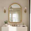 Arched Bathroom Mirror - 36x24 Inch Gold Bathroom Mirror for Wall - Aluminum Alloy Framed Mirror - Arched Top Bathroom Vanity Mirror for Living Room, Bedroom, Mantel, Entryway, and Hallways