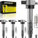 Set of 4 Ignition Coils Pack UF532 MR994642 & 4 PCS Iridium Spark Plugs Compatible with Mitsubishi Eclipse Galant Outlander 2.4L 3.8L