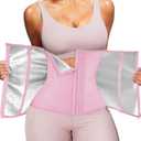 Nebility Waist Trainer for Women Corset Shapewear with Zipper Sweat Waist Trimmer Faja Body Shaper Workout Waist Cincher (Pink)