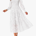 BTFBM Wedding Guest Dresses for Women Fall Fashion 2025 Casual Long Sleeve Floral Maxi Boho Homecoming Dress(white, Medium)