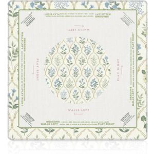 Grandmillennial Blue and Green Floral Mahjong Mat (31.5x31.5), Chinoiserie Trellis Floral Non-Slip Noise Reduction Mahjong Table Mat for American Mah Jong Poker Board Games Card Games Dominoes, 80 cm x 80 cm x 3 mm