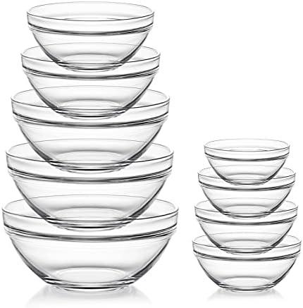 Sweejar Glass Mixing Bowls Set(set of 8),Nesting Bowls for Space Saving Storage,Great for Cooking,Baking,Prepping,Stackable Bowl Set…