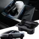 KATORN Cup Holder Insert for Tesla Cybertruck 2026 2025 2024, Center Console Car Cup Holder with Sunglasses Storage Compartment, Interior Accessories for Tesla Cybertruck 2024-2026, Black