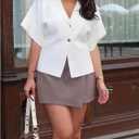 Verdusa Women's Old Money Clothes Summer Short Sleeve Cardigans V Neck Button Down Lightweight Outerwear Knit Sweater (White, XS)