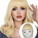 Clip in Bangs 100% Real Human Hair fake bangs clip in hair extensions clip on bangs for women French Fringe Bangs Natural Hair Pieces for Daily Wear(French Bangs,Blonde)