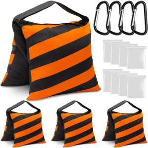 4 Packs Orange Sandbag Weight Bags for Light Stand Photography Video Equipments, Heavy Duty Saddlebags for Backdrop Stand, Photo Tripod, Canopy, Pop up Tent, Umbrella Base, Fishing Chair, Picnic Table