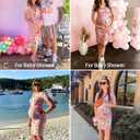MUSIDORA Solid Color & Floral Side Ruch Maternity Dress/Short Sleeve Bodycon Dress Baby Shower Daily Wear (Pink, S)