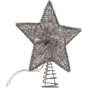 Kurt Adler 10-Inch Silver Star Treetop with 10 Mini UL Lights