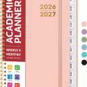 Planner 2026-2027 for Women & Men, Academic Monthly and Weekly Calendar Planner, Jul 2026 - Jun 2027, A5 (6.3" x 8.5"), Teacher Student Planning Book with Tabs, Ideal for Office School Supplies - Pink