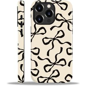 ilikediy for iPhone 11 Pro Case,HL2 Aesthetic Black Bow Hybrid 2 Layer Hard Shell Silicone Protective Pattern Design Case