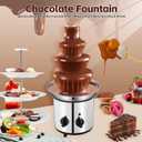 Chocolate Fountain Machine Electric Stainless Steel Fondue Fountain, 4-Tier, 4-Pound Capacity for Chocolate, Candy, Butter & Cheese, Heated Bowl & Dual Controls