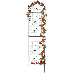 Metal Garden Trellis for Climbing Plants, 86.5" x 19.7" metal plant trellis outdoor, Black Iron Garden Trellis, Clematis Rrellis Outdoor, Arched Outdoor Decoration suitable for courtyards, lawns, gard