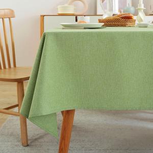 Laolitou Table Cloth Rectangle Linen Waterproof Textured Sage Green Tablecloth, Washable Wrinkle Free Spill Proof Fabric Tablecloths for Dining Table Farmhouse Kitchen Holiday, 60x120 Inch