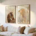 Framed Neutral Abstract Horse 2 Piece Wall Art for living room, 24x36 Inch, 24" W x 36" H x 2Pcs