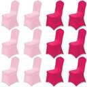 Oudain 12 Pcs Pink Folding Chair Covers Universal Spandex Slipcovers Washable Removable Stretch Chair Protector Covers for Wedding Hot Pink Birthday Party Decoration
