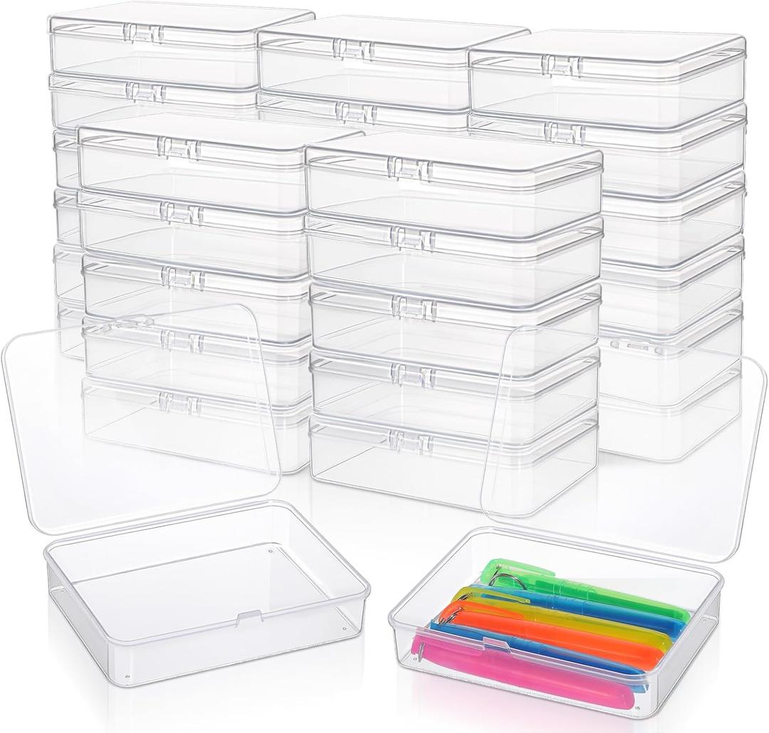 Kifmurase 30Pcs Clear Plastic Beads Storage Containers Box with Lid, 4.5x3.4 Inches Clear Rectangle Box, Plastic Crayon Boxes with Lid, Mini Storage Containers for Small Items, Crafts, Jewelry