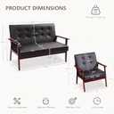 Retro Leather Accent Chairs Set of 2, Arm Lounge Chairs for Home