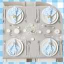 Frienda Blue 12 Pcs Plaid Gingham Ruffle Cloth Napkins, 15 x 15 in French Retro Cloth Dinner Napkins Soft Washable Absorbent for Summer Holiday Hotel Wedding Bridal Shower Party Decor (Plaid)