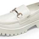 DREAM PAIRS Loafers for Women Platform Chunky Penny Loafer Slip On Casual Dressy Business Shoes with Arch Support (7.5, White)