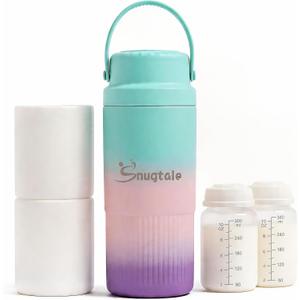 22oz Portable Breast Milk Cooler Bottle Milk Cooler for Breastmilk, 24H+ Cooling, with 2 BPA-Free Bottles with Measurement Marks, Travel Essential for Outdoor Breastfeeding & Pumping