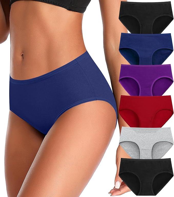 Women's Underwear High Waisted Cotton Briefs Breathable Full Coverage Panties Multipack Regular and Plus Size XL