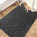 PURRUGS Easy Care Area Rug 4ft x 6ft, Non-Slip Machine Washable Entry Rug, Dog Door Mat, Stain Resistant Accent Rug for Hallway, Bedroom, Living Room and Mudroom, Charcoal, 48" X 72"