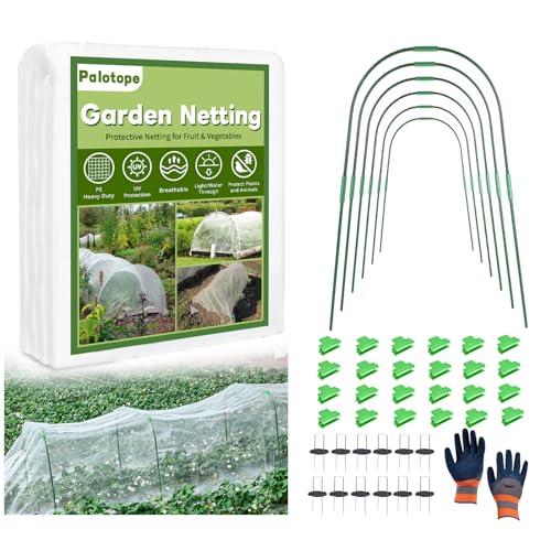Garden Mesh Netting Kit,Plant Covers with 10x33 FT Mesh Netting & 6pcs Wide Garden Hoops & 24 Clips,Garden Netting Raised Beds Row Cover for Vegetable Plants Fruit Flowers Crop