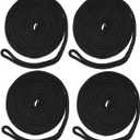 NovelBee 4 Pack of 1/2 Inch x 20 Feet Double Braid Nylon Dockline,Mooring Rope Dock Line with Spliced Soft Eye,Working Load Limit 968 lbs,Breaking Strength 4,840 lbs (4pcs,Black)