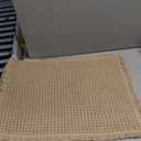 tchdio Waffle Bath Mat Rug, Super Absorbent Non Slip Bath Mats Ultra Soft Bathmat Machine Washable Bathroom Rugs with Tassels, Bath Rugs for Bathroom Floor Beside Tub, 17" x 24", Brown