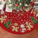 XCHI Gingerbread Man Snowman Deer Snowflake Christmas Tree Skirt Christmas Party Decorations for Home Xmas Holiday Winter Indoor Decro 48 Inch