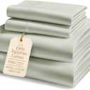 100% Egyptian Cotton Queen Bed Sheet Set 1000 Thread Count 4 Piece Queen Sheets Set, Breathable & Fade Resistant, Silky Sateen Weave, Ultra-Soft Hotel Luxury Bedding with 15" Deep Pocket - Mineral