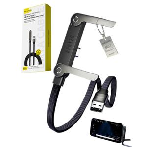 APKZS 65w Stand Data Cable Invisible Holder Flat Charger 2 in 1 USB-A-Tape C Charge Case Charging Sideways Standing Mount Side Horizontal Foldable Fast Multiple Braided Cables(65w/A-C)