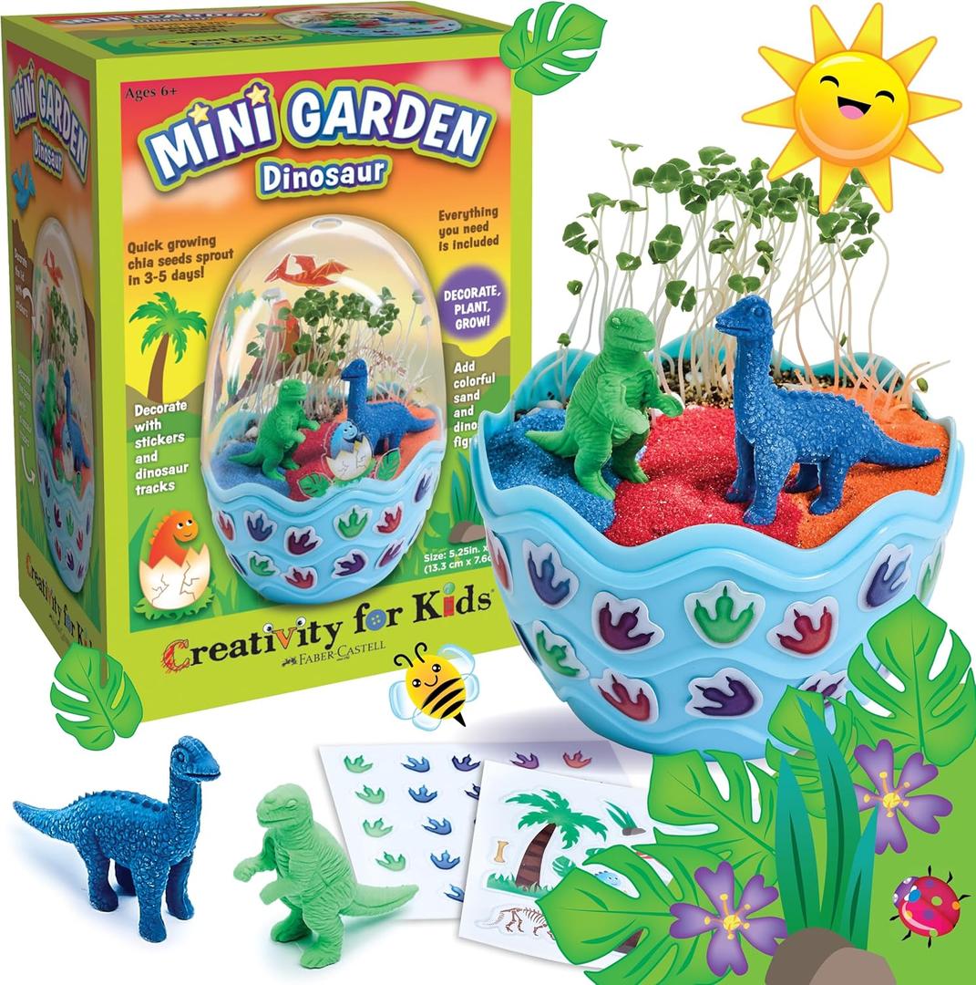 Creativity for Kids Mini Garden Dinosaur: Terrarium Kit for Kids  Dinosaur Crafts for Boys, Dinosaur Toy and Science Kit for Kids, Easter Basket Stuffers (Ages 6+)
